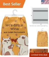 28"x28" Soft Cotton Kitchen Towel with Dog & Cat Design - Fun & Functional Decor