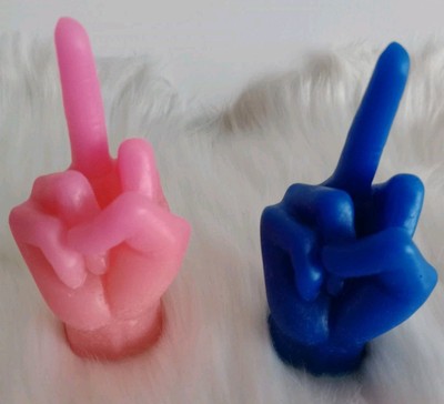 Blue Or Pink Middle Finger Resin Statue Figurine Flip-Off Ring Holder