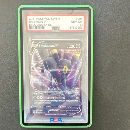 Pokémon Umbreon V Holo Evolving Skies 094/203 PSA 10 Single Strike w/Guard