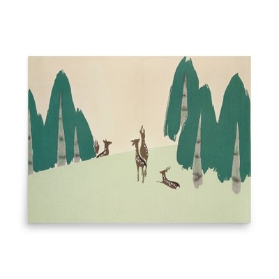 Kamisaka Sekka Deer Among Trees Japanese Wall Art