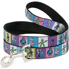 Dog Leash 6-FEET Robots Pastel Blocks