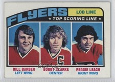 1976-77 Topps Bill Barber Bobby Clarke Reggie Leach #215 HOF 0f8