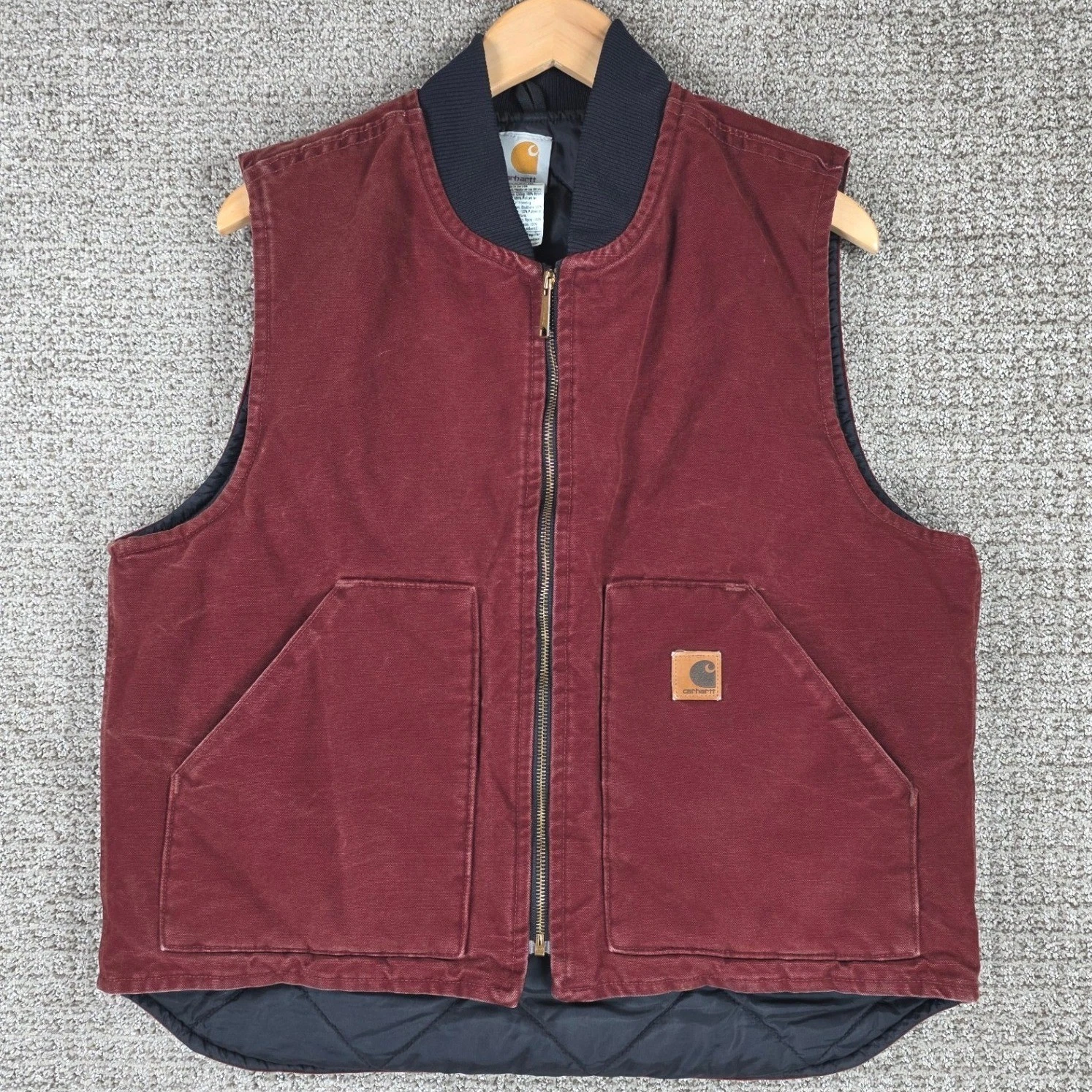 Carhartt V02 CLY Arctic Quilt Lined Duck Vest Mens Large Clay Red Workwear