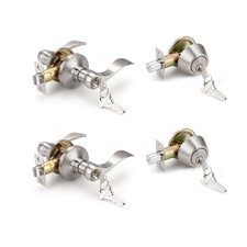 Knobonly 2 Pack Keyed Alike Front Door Handle with Single Cylinder Deadbolt, ...