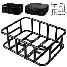 Bike Basket Rear, Large Bicycle Basket with Cargo Net, Liner and Waterproof C...