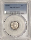 PCGS 1953-S Roosevelt Dime MS65              SILVER w/ toning