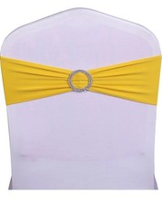20 Yellow Spandex Stretch Chair Cover Sashes Bows Wedding Party Decoration