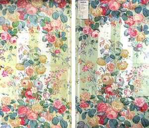 Vintage Brunschwig & Fils "Les Roses" Fabric Sample. Two Sides Historic Print