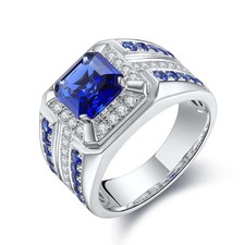fashion new men's Ring jewelry, inlaid with blue square zircon, Ring