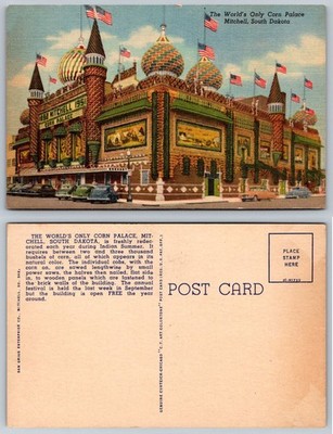 1952 Mitchell Corn Palace SD Postcard - World's Only - Curteich Art-Colortone