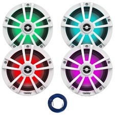 4x Infinity Reference 6.5" 225W Waterproof Marine RGB LED White Speakers W/Wire