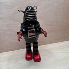 Action Planet Robot Sparky Giocattolo di Latta Avvolgibile con Scatola Raro Retrò Vintage Giappone