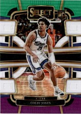2023-24 Panini Select #83 Colby Jones Green White Purple Prizms Sacramento Kings