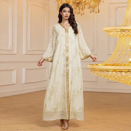 Maxi Vestido Musulmán Mujeres Abaya Manga Larga Islámico Cóctel Informal Caftán Ramadán - Imagen 12 de 12