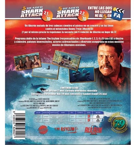3+5 -HEADED SHARK ATTACK ( Las dos películas) 2 Mano BLU-RAY Región A-B-C 'L-14' - Imagen 2 de 3