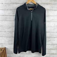 Nike Golf Large 1/4 Quarter Zip Mock Neck Pullover Black Long Sleeve - logo