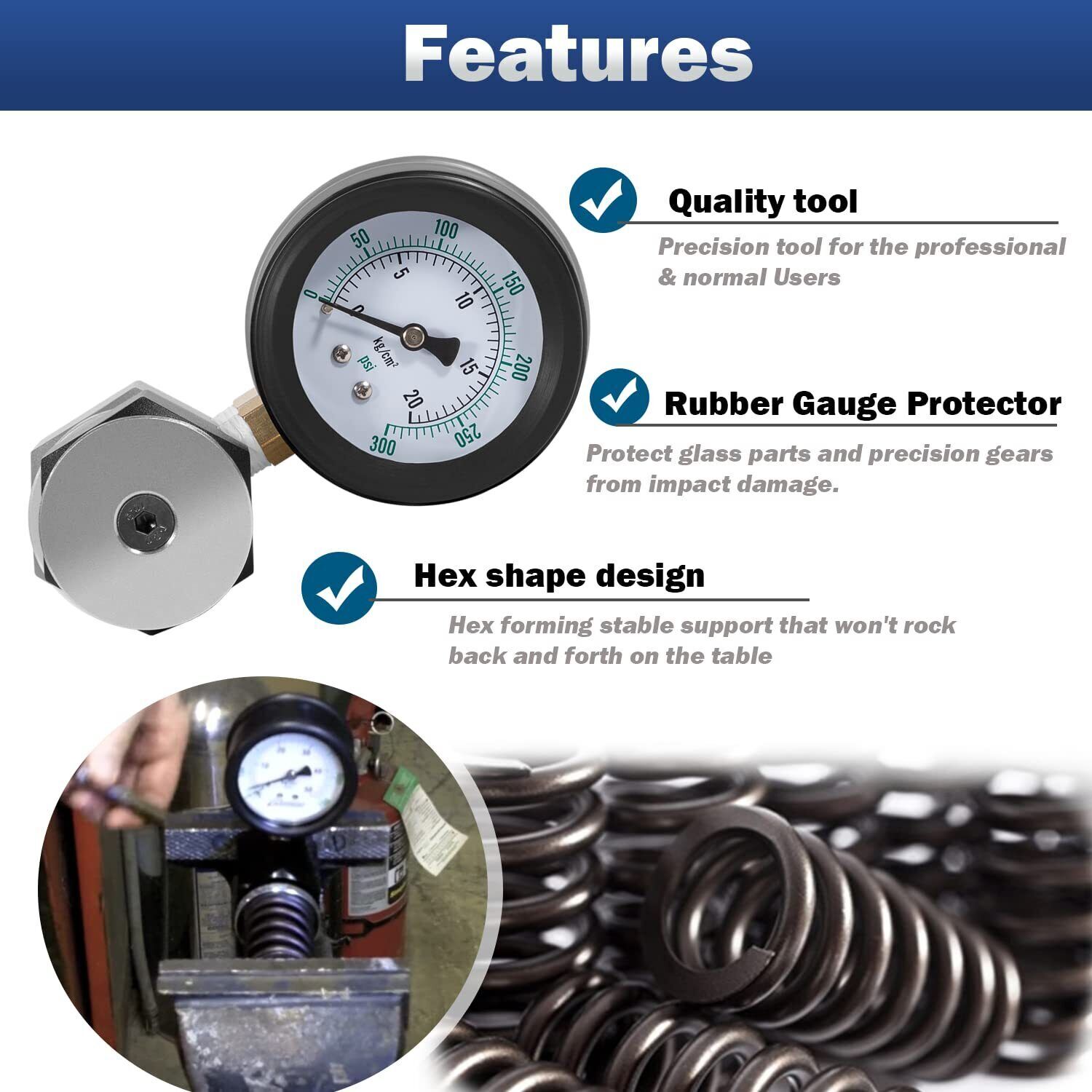 66835 Universal Spring Tester Gauge 0-300 PSI Mini Valve Spring Tester