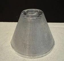 VINTAGE LIGHT SHADE HOLOPHANE INDUSTRIAL MID CENTURY RIBBED GLASS WAFFLE CONE