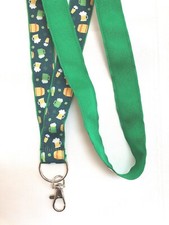 BEER "OKTOBERFEST" ID LANYARD, Neck Strap, Key Chain, GREEN Ribbon, Reversible