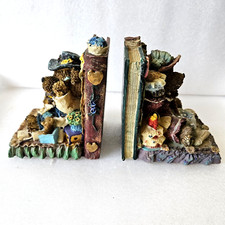 Vintage Colorful Detailed Ceramic Teddy Bear Bookends, Nursery/Children's Room