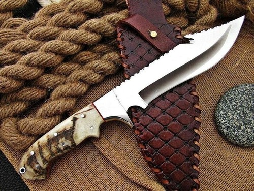 CUSTOM HANDMADE D2 STEEL BOWIE KNIFE SURVIVAL KNIFE HUNTING KNIFE RAM HANDLE - Picture 2 of 2