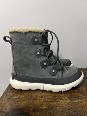SOREL Explorer II Joan Grill/Fawn Sz 6 Waterproof Rain/Snow Boots, Faux Fur NEW!