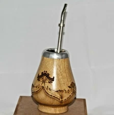 Wood Mate Gourd & bombilla - Laser Engraved - Hand Machined - Free Shipping