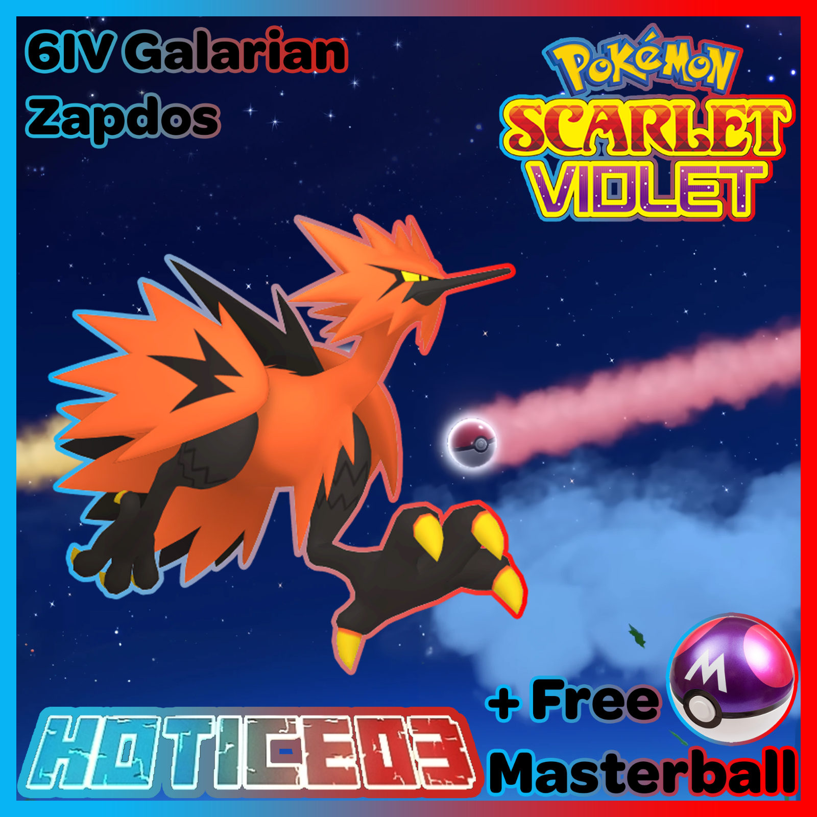 Pokemon Scarlet and Violet Shiny Galarian Zapdos 6IV-EV Trained –  Pokemon4Ever