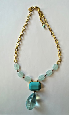 DAVID AUBREY TURQUOISE BEADED NECKLACE, TEARDROP PENDANT