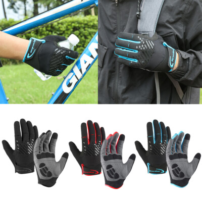 Men Women Touch Screen Non-slip Windproof Breathable Cycling Full Finger Gloves