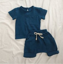 Organic Cotton Baby Clothes Set Casual Tops Shorts For Boys Girls 6-12M