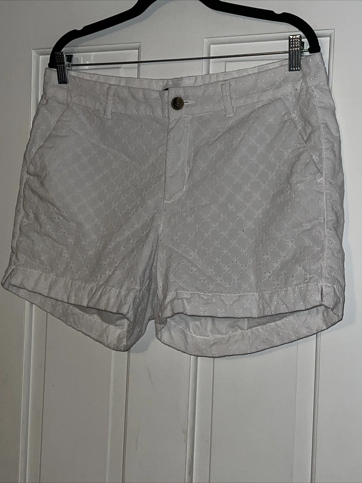 Pantalones cortos Old Navy para mujer blancos 100 % algodón totalmente forrados con ojales talla 10 tiro medio Foto 2 de 4
