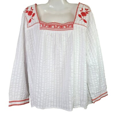 j crew embroidered peasant top