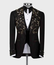 Men Suit Regular Fit Peak Lapel for Formal Wedding Grooms Business Casual 2 Pcs