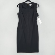 Calvin Klein Dress Womens 10 Black Sheath Below Knee Cocktail Party Sleeveless