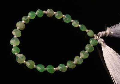 Natural Gem Chrysoprase 8 mm Size Faceted Heart Shape Beads 8'' Strand