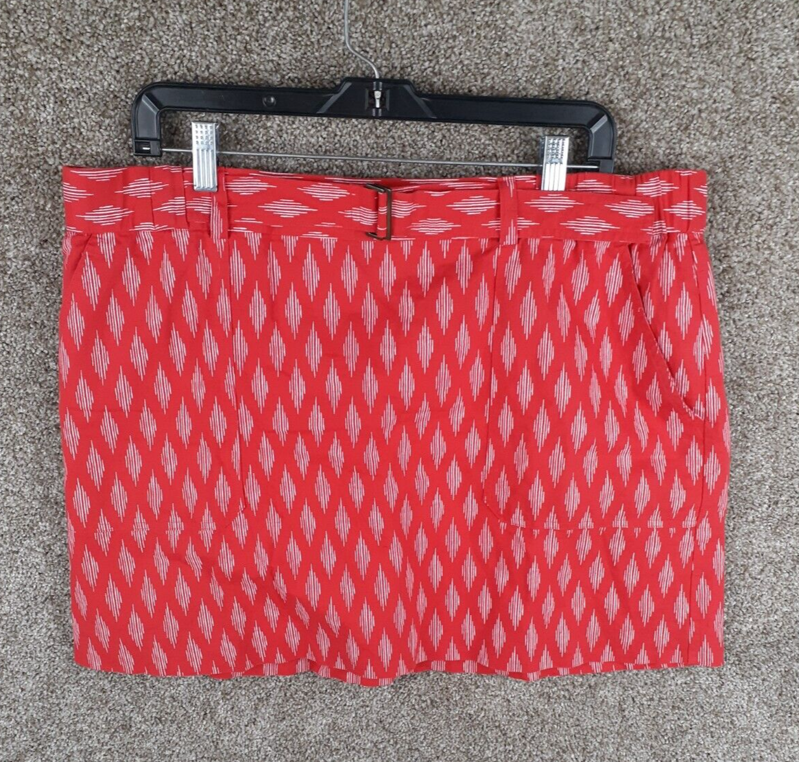Banana Republic Women’s XL Red Mini Skirt with Belt and Pockets in Linen Blend