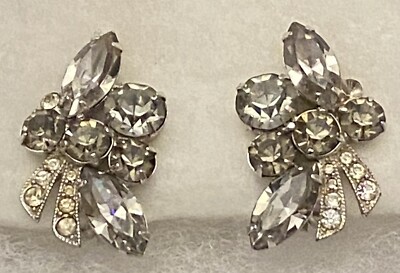 Vintage Dazzling EISENBERG ICE Crystal Rhinestones Designer Clip On Earrings