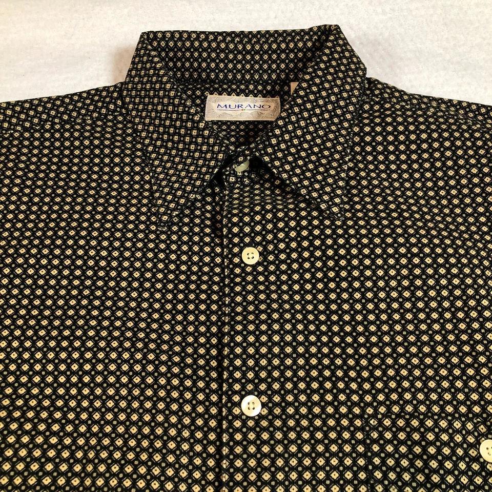 Camisa Murano Para Hombre Talla L Marrón Dorado Cuadros Abotonada Manga Larga Cuello Bolsillos Foto 2 de 4