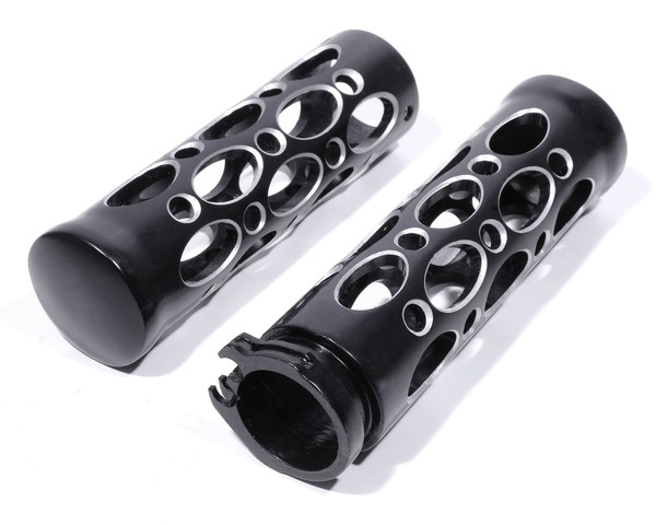 "Alu Racing Griffe Custom Black Silber Harley-Davidson 1\" Lenker Grips Tear Style"-image
