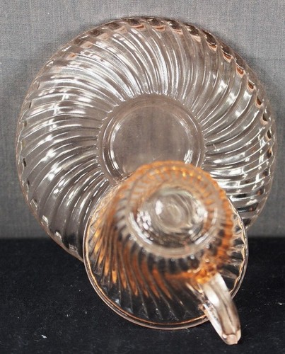 Federal Diana Pink Depression Glass Demitasse Cup & Saucer Swirl Pressed Glass - Picture 4 of 4