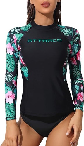 ATTRACO Women Long/Short Sleeve Rash Vest UV UPF 50 Rash Guard Surfing Swim Top - Picture 7 of 28