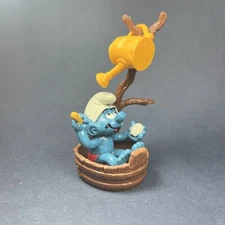 Smurfs Bathtub Smurf 40235 Bucket Tree Vintage 1983 Figure Schleich Toy Peyo