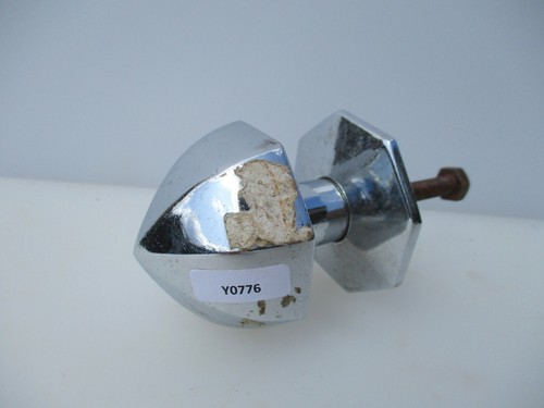 Vintage Chromed Brass Centre Door Knob Handle Pull Old Plate Octagon - Picture 3 of 12