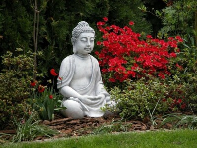 Steinfigur ''Buddha'' Steinguss, Statue, Feng Shui H.66 cm Skulptur, Gartenfigur