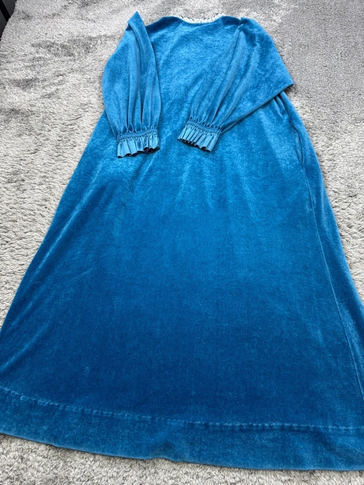 Camisón Gilligan O'Malley Mujer Mediano Abrigo Bata Terciopelo Quemado De Colección EE. UU. Años 70 Foto 2 de 4