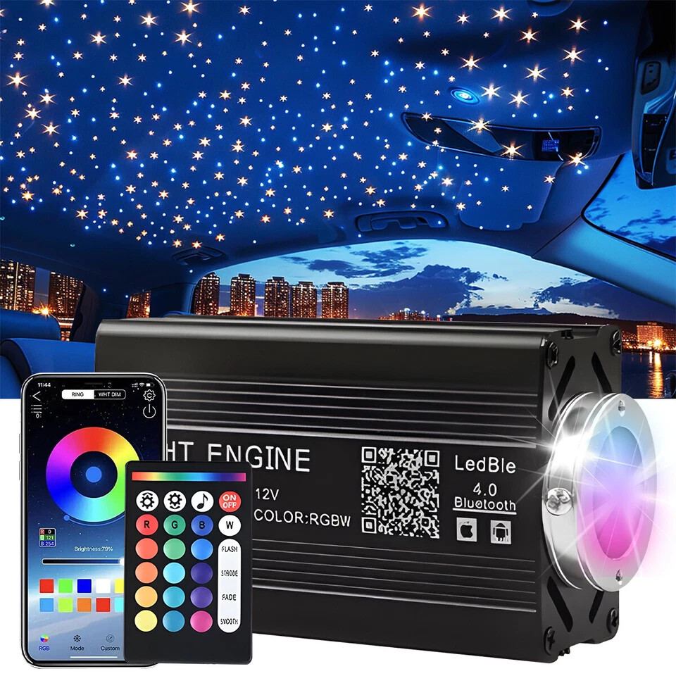 1000pcs Fiber Optic Star Light Kit For Car Headliner & Home Ceiling - Bluetooth Remote Control
