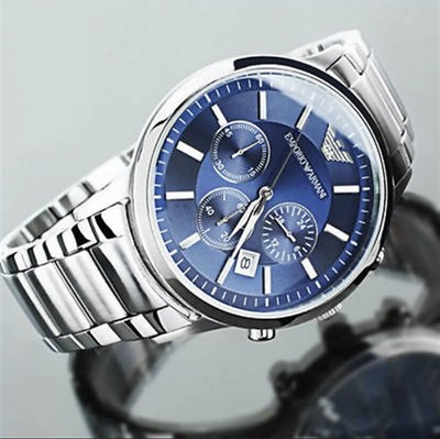 armani chronograph watch blue