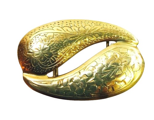 Vintage Modernist Brutalist Brass Buckle w/Crystal Rock Accents + Leather Belt Vintage Modernist Brutalist Brass Buckle w/Crystal Rock  main image 3