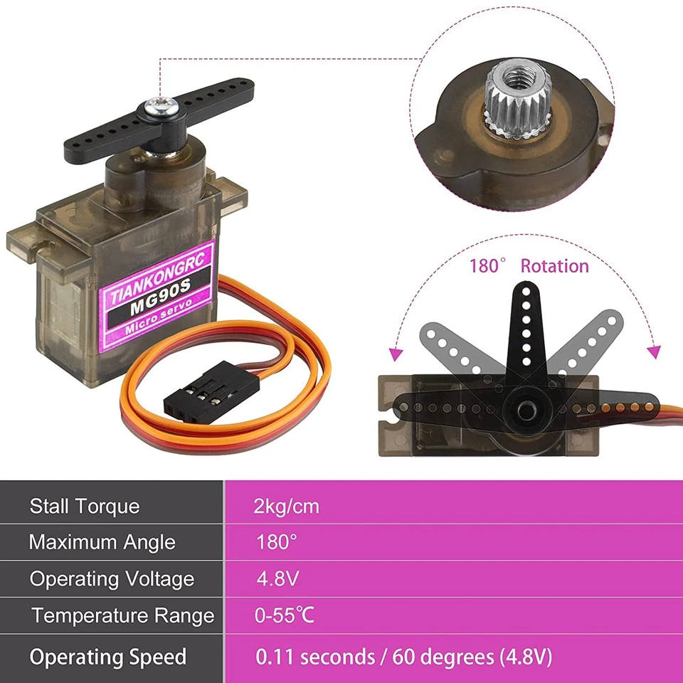 6x Metal Gear 9g MG90S Micro Servo Motor High Speed RC Helicopter Car Racing - Image 4 of 4